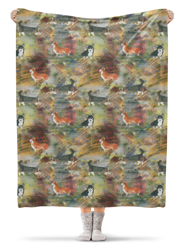 Printio Плед флисовый 130×170 см Осенний корги