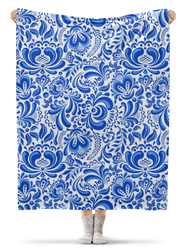 Printio Плед флисовый 130×170 см Гжель printio плед флисовый 130×170 см орнамент в стиле росписи хной