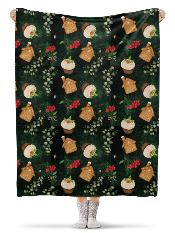 цена Printio Плед флисовый 130×170 см Рождественские печеньки