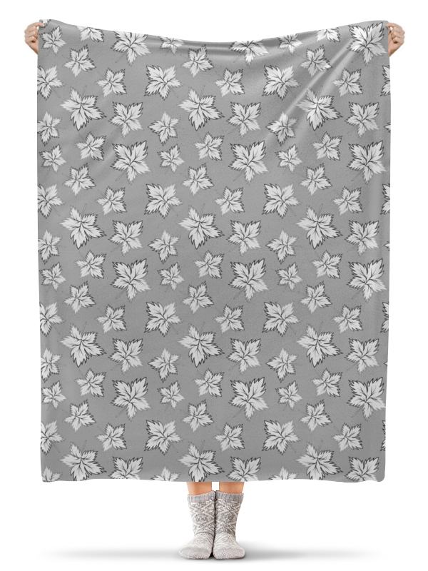 Printio Плед флисовый 130×170 см Кленовые листья - серый узор