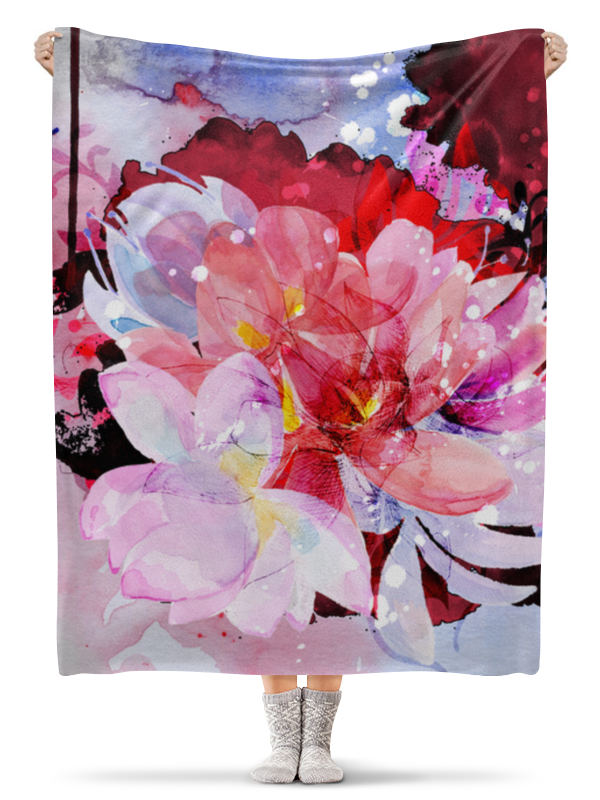 Printio Плед флисовый 130×170 см Акварельные цветы. цветочный дизайн икона живописная бм целительница 20х24