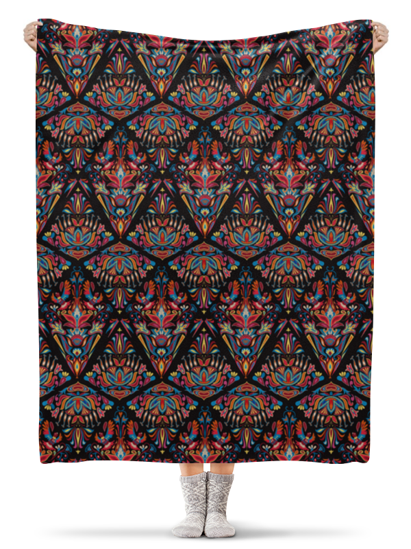 Printio Плед флисовый 130×170 см Красивый орнамент с птицами. дизайн с перьями
