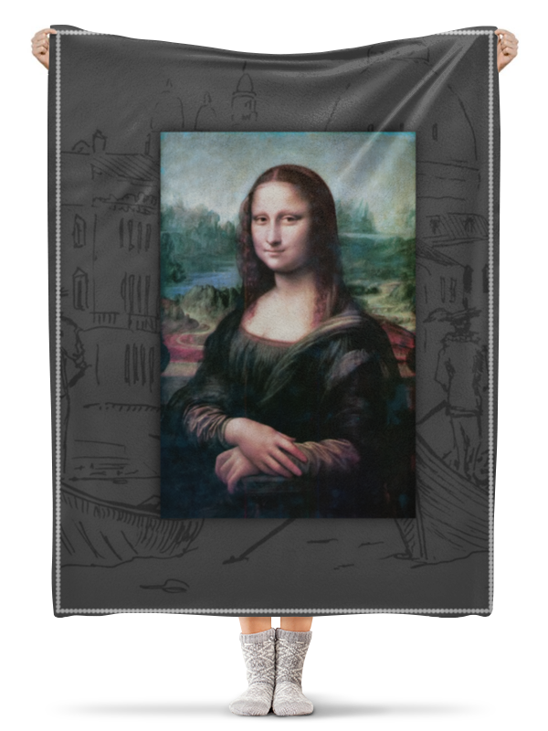Printio Плед флисовый 130×170 см Леонардо да винчи. мона лиза. венеция и жемчуг