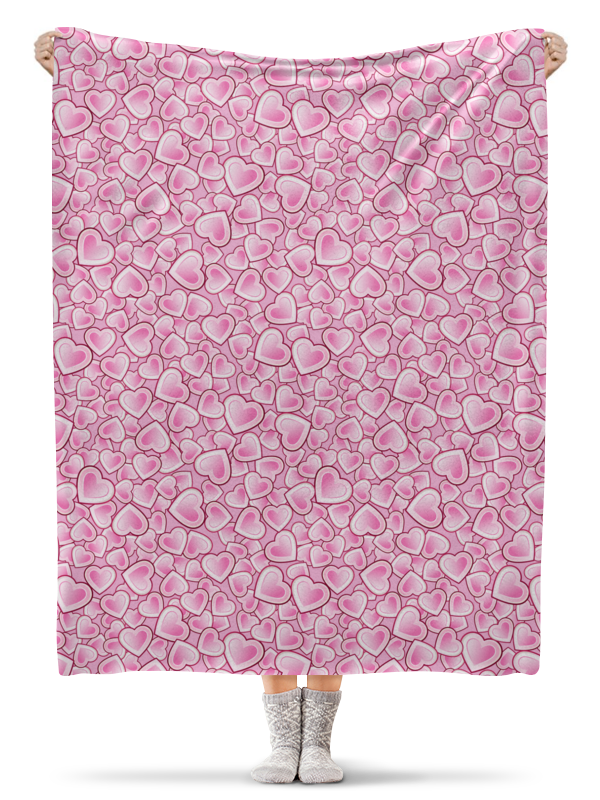 цена Printio Плед флисовый 130×170 см Сияющие розовые сердца