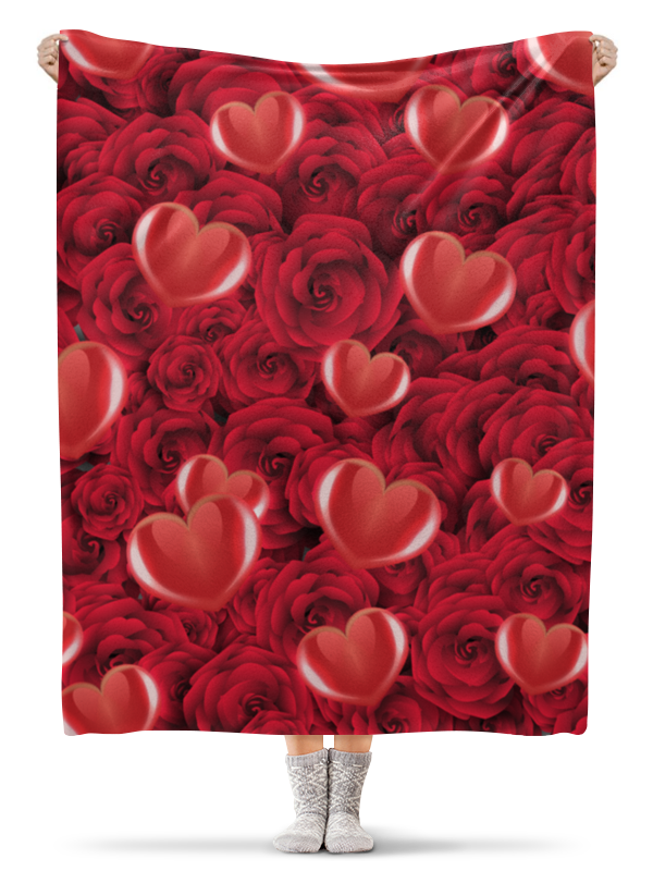 Printio Плед флисовый 130×170 см Сердечки и розы