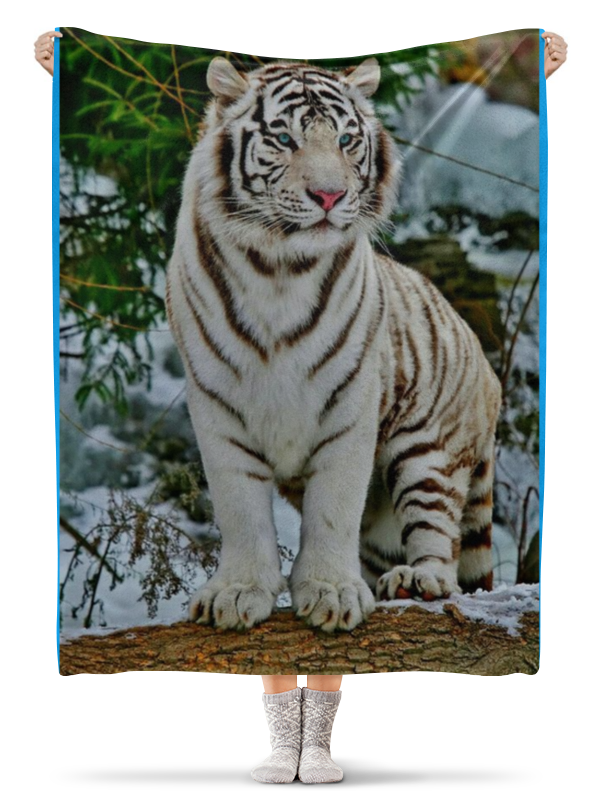 Printio Плед флисовый 130×170 см Белый тигр