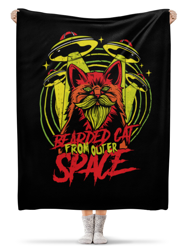 Printio Плед флисовый 130×170 см Bearded cat from outer space