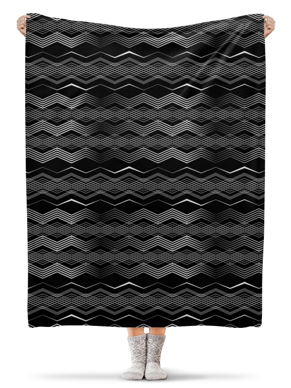 Printio Плед флисовый 130×170 см Черно-белая геометрия