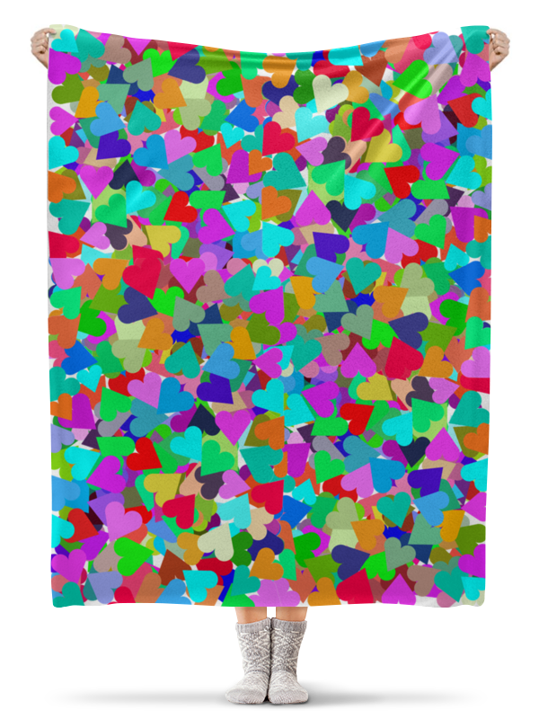 Printio Плед флисовый 130×170 см Яркий орнамент с сердцами