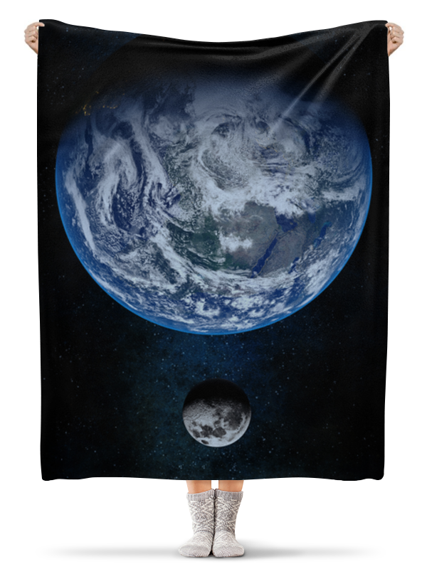 Printio Плед флисовый 130×170 см Earth and moon printio рюкзак 3d earth and moon