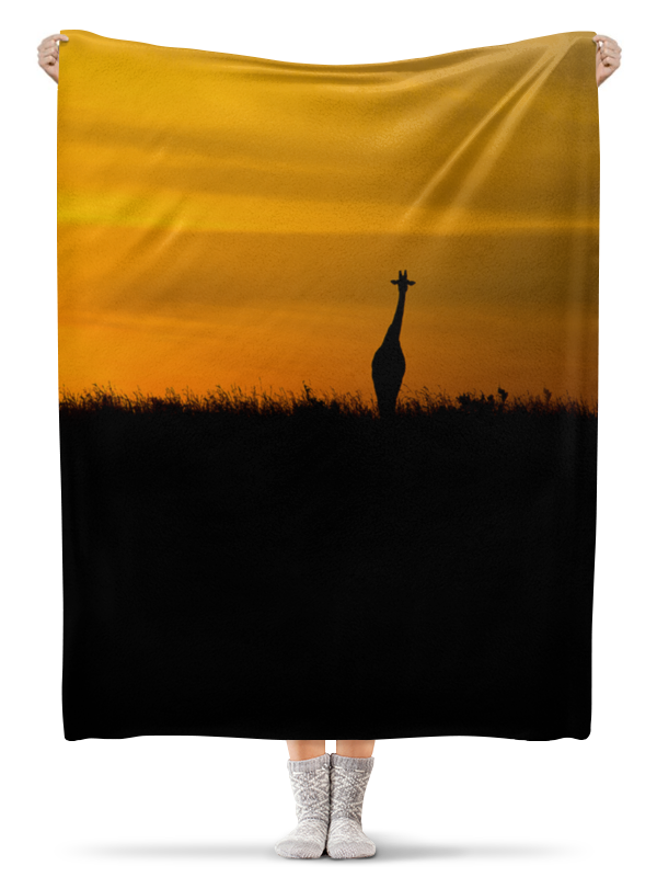 цена Printio Плед флисовый 130×170 см Жираф на закате