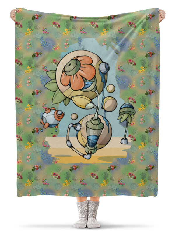Printio Плед флисовый 130×170 см Цветочные узоры