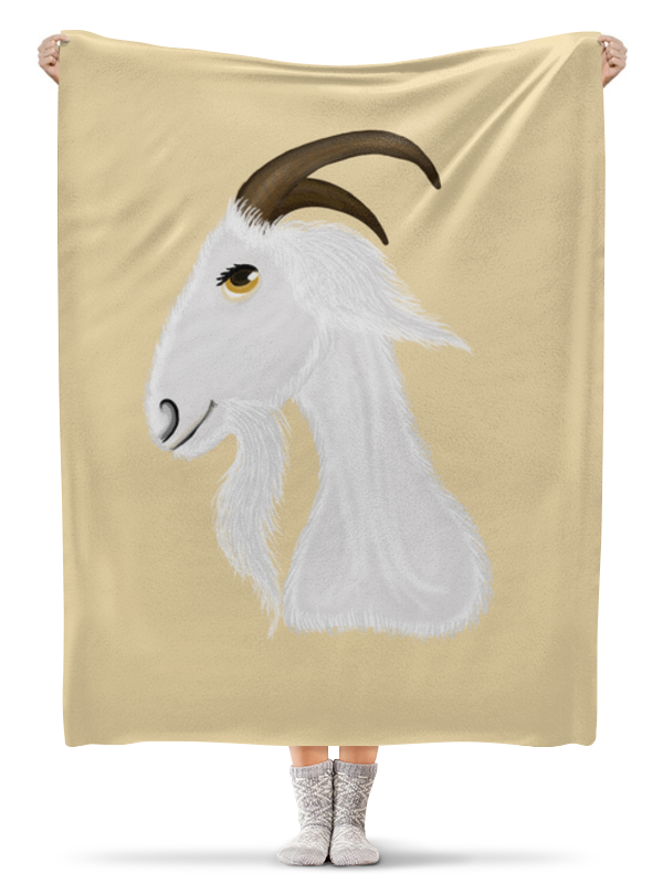 Printio Плед флисовый 130×170 см Голова белого козла printio плед флисовый 130×170 см жираф голова и хвост