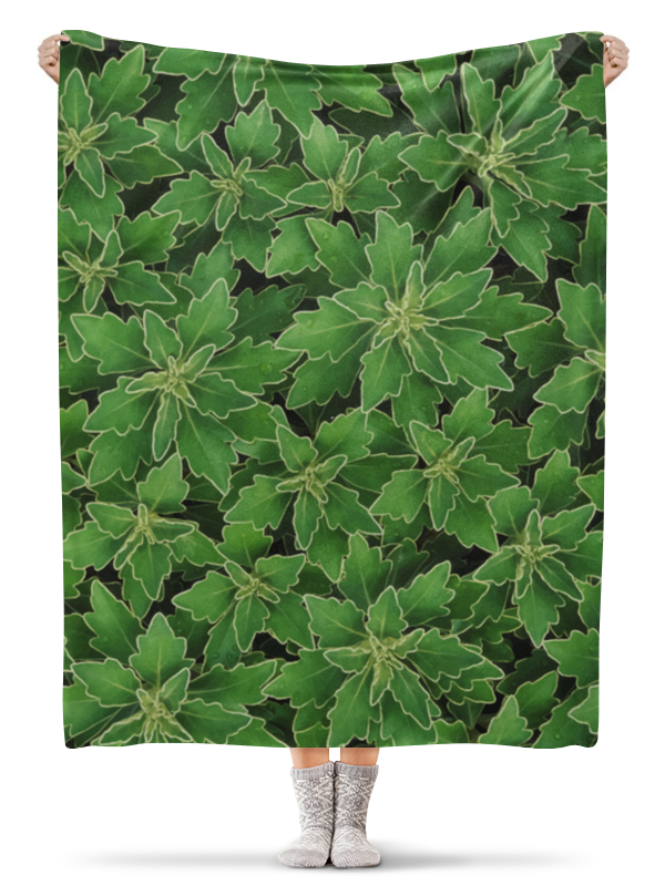 Printio Плед флисовый 130×170 см Зеленые листья