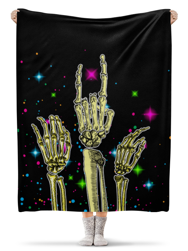 перчатки руки скелета 36 см украшение декор для хэллоуина Printio Плед флисовый 130×170 см Хэллоуин