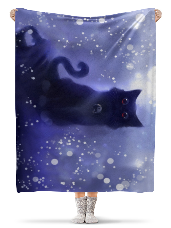 Printio Плед флисовый 130×170 см Черный кот printio плед флисовый 130×170 см милый мультяшный очаровательный единорог