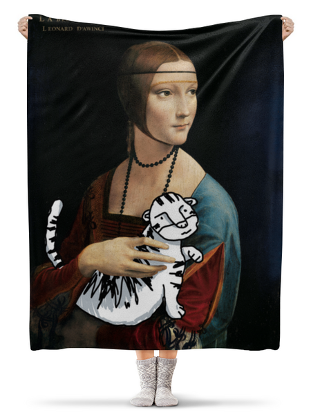 Заказать плед в Москве. Плед флисовый 130x170 см «Дама с тигром» от Соль  - готовые дизайны и нанесение принтов.