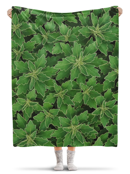 Заказать плед в Москве. Плед флисовый 130x170 см Зеленые листья от valezar - готовые дизайны и нанесение принтов.