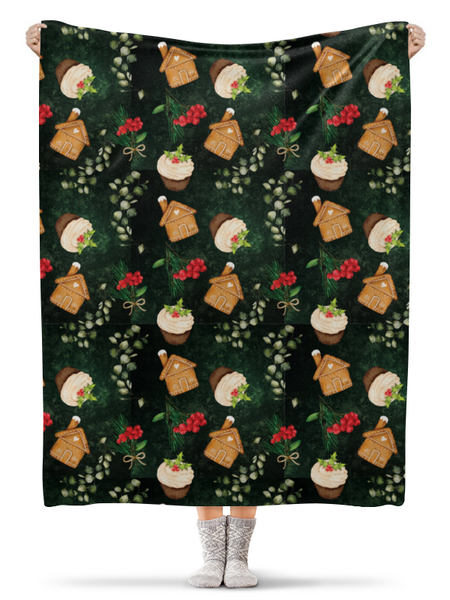 Заказать плед в Москве. Плед флисовый 130x170 см Рождественские печеньки от Доброцвет - готовые дизайны и нанесение принтов.