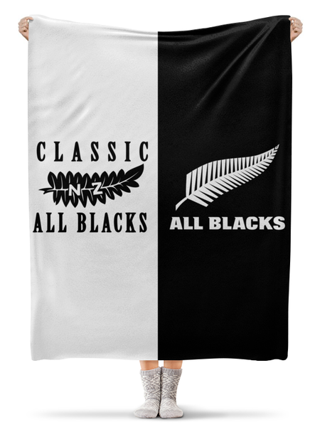 Заказать плед в Москве. Плед флисовый 130x170 см All Blacks - две эпохи от Rugby  Man - готовые дизайны и нанесение принтов.