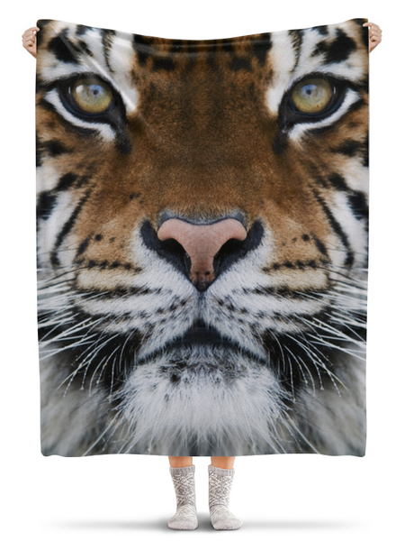 Заказать плед в Москве. Плед флисовый 130x170 см Амурский тигр от nadegda - готовые дизайны и нанесение принтов.
