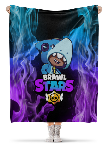 Заказать плед в Москве. Плед флисовый 130x170 см Brawl Stars Leon Shark от weeert - готовые дизайны и нанесение принтов.