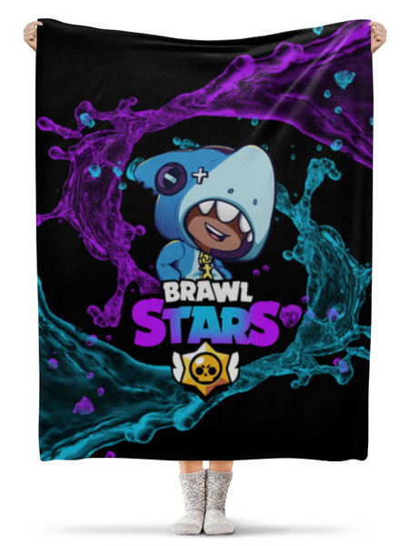 Заказать плед в Москве. Плед флисовый 130x170 см Brawl Stars Leon Shark от weeert - готовые дизайны и нанесение принтов.