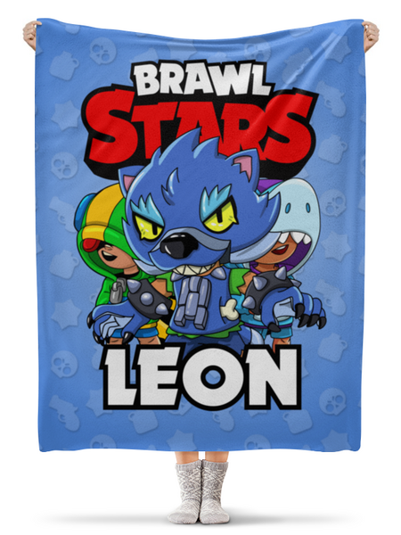 Заказать плед в Москве. Плед флисовый 130x170 см BRAWL STARS LEON от geekbox - готовые дизайны и нанесение принтов.