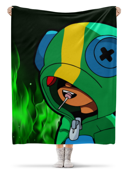 Заказать плед в Москве. Плед флисовый 130x170 см Brawl Stars Leon от weeert - готовые дизайны и нанесение принтов.