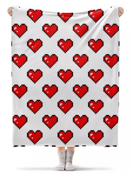 Заказать плед в Москве. Плед флисовый 130x170 см Пиксельные сердца от Даша Майер - готовые дизайны и нанесение принтов.