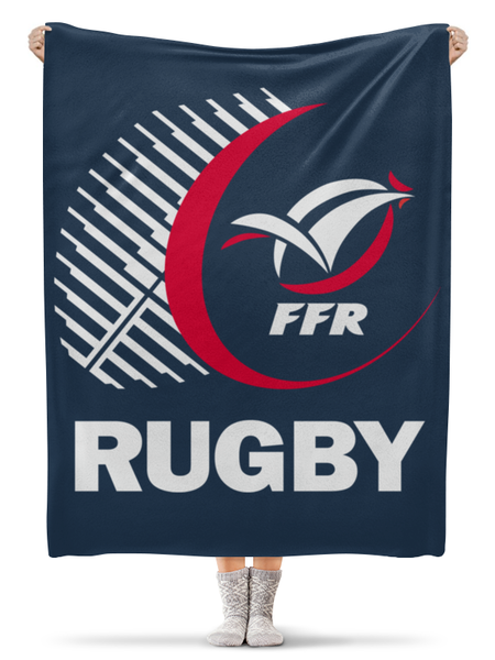 Заказать плед в Москве. Плед флисовый 130x170 см Франция регби от rugby - готовые дизайны и нанесение принтов.