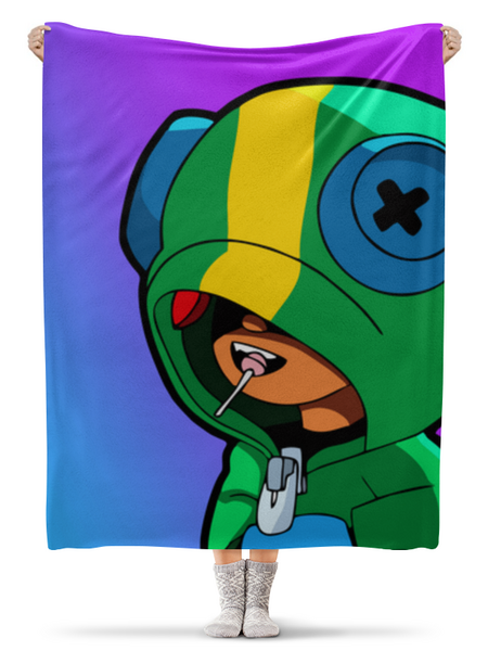 Заказать плед в Москве. Плед флисовый 130x170 см Brawl Stars Leon от weeert - готовые дизайны и нанесение принтов.