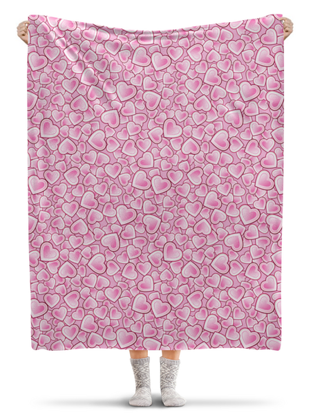 Заказать плед в Москве. Плед флисовый 130x170 см Сияющие розовые сердца от IrinkaArt  - готовые дизайны и нанесение принтов.