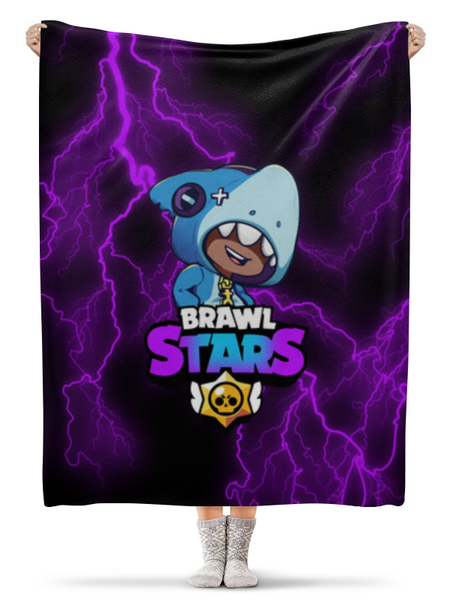Заказать плед в Москве. Плед флисовый 130x170 см Brawl Stars Leon Shark от weeert - готовые дизайны и нанесение принтов.