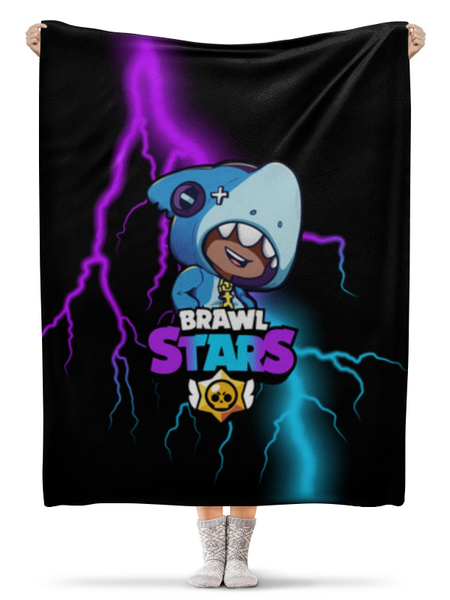 Заказать плед в Москве. Плед флисовый 130x170 см Brawl Stars Leon Shark от weeert - готовые дизайны и нанесение принтов.