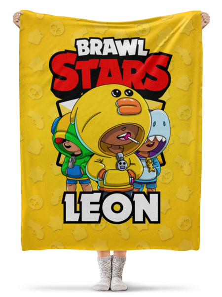 Заказать плед в Москве. Плед флисовый 130x170 см BRAWL STARS LEON от geekbox - готовые дизайны и нанесение принтов.