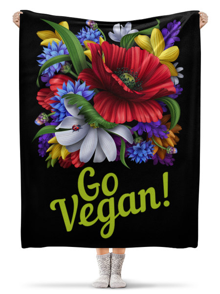 Заказать плед в Москве. Плед флисовый 130x170 см Go Vegan! от vegan@thespaceway.info - готовые дизайны и нанесение принтов.