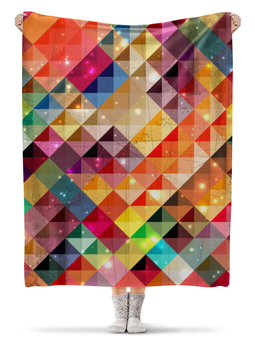Заказать плед в Москве. Плед флисовый 130x170 см разноцветные треугольники от galaxy secret - готовые дизайны и нанесение принтов.