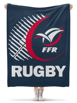 Заказать плед в Москве. Плед флисовый 130x170 см Франция регби от rugby - готовые дизайны и нанесение принтов.