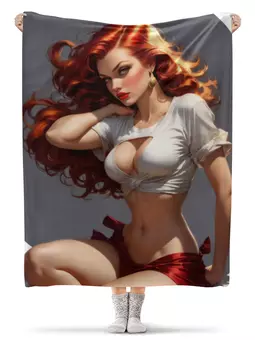 Заказать плед в Москве. Плед флисовый 130x170 см Красивая девушка с рыжими волосами от Neuro Digital Art  - готовые дизайны и нанесение принтов.