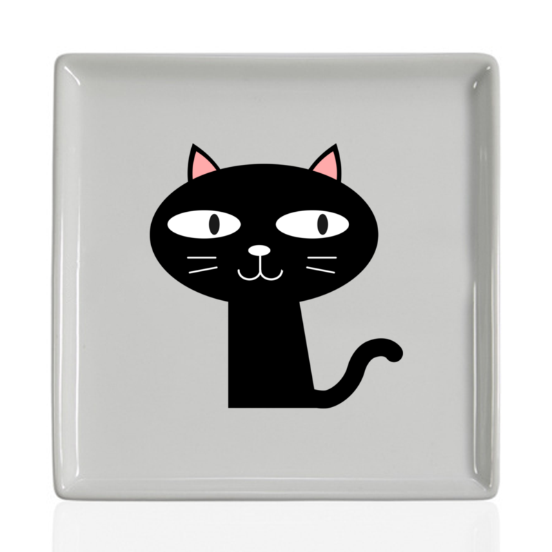 Printio Тарелка квадратная Черный котик