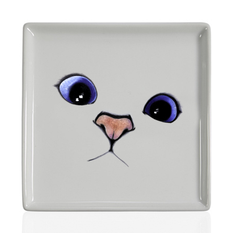 printio тарелка квадратная японский самурайский кот тату Printio Тарелка квадратная Кот коби
