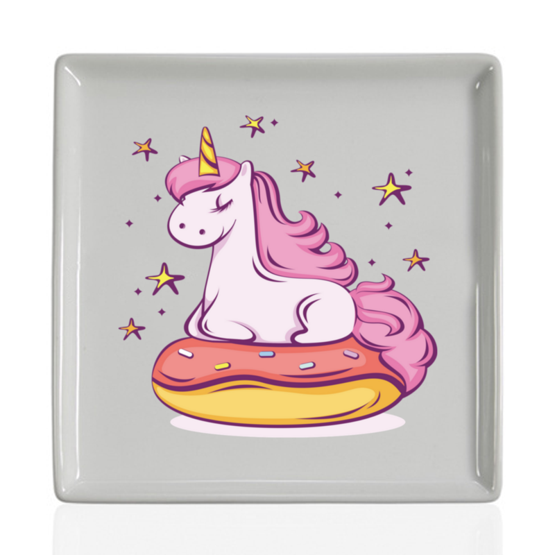 Printio Тарелка квадратная Unicorn donut printio слюнявчик unicorn donut