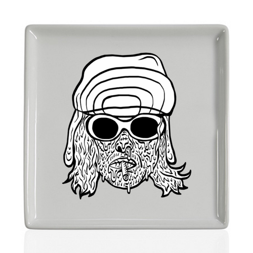 Заказать тарелку в Москве. Тарелка квадратная Kurt Cobain от Jimmy Flash - готовые дизайны и нанесение принтов.