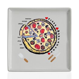 Заказать тарелку в Москве. Тарелка квадратная Пицца от evragka  - готовые дизайны и нанесение принтов.