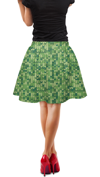 Заказать юбки в Москве. Юбка в складку Зеленый вязаный узор от Antaya - готовые дизайны и нанесение принтов.
