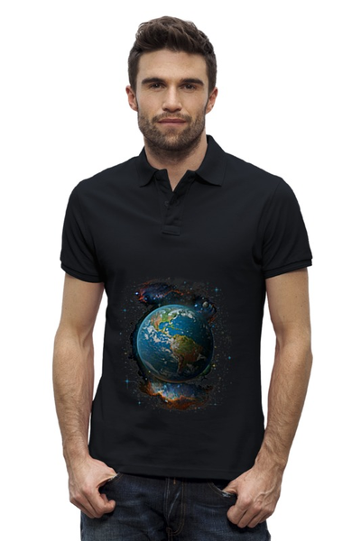 Заказать мужскую поло в Москве. Рубашка Поло Stanley Performs Земля от science - готовые дизайны и нанесение принтов.