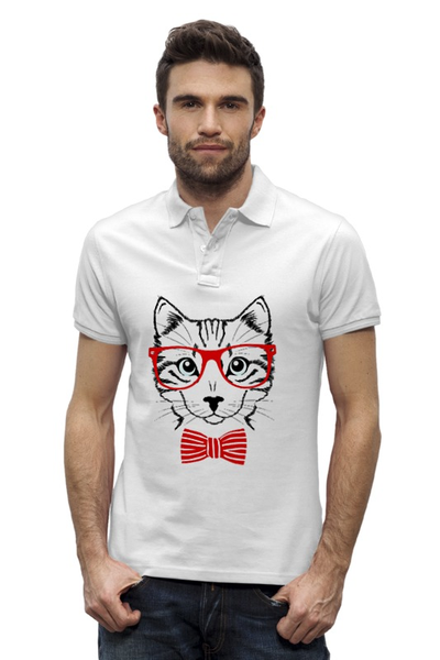Заказать мужскую поло в Москве. Рубашка Поло Stanley Performs Кошка от YellowCloverShop - готовые дизайны и нанесение принтов.