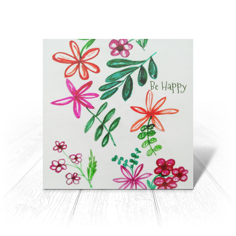 Printio Открытка 15x15 см Цветы на белом диффузор открытка весенние цветы 50 мл