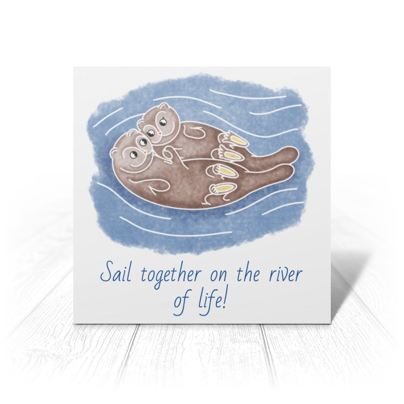 Printio Открытка 15x15 см Плыть вместе по реке жизни printio открытка 15x15 см влюбленные тюлени